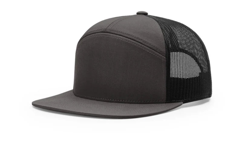 Hanging Deer Horns 7 Panel Flat Bill Leather Patch Hat