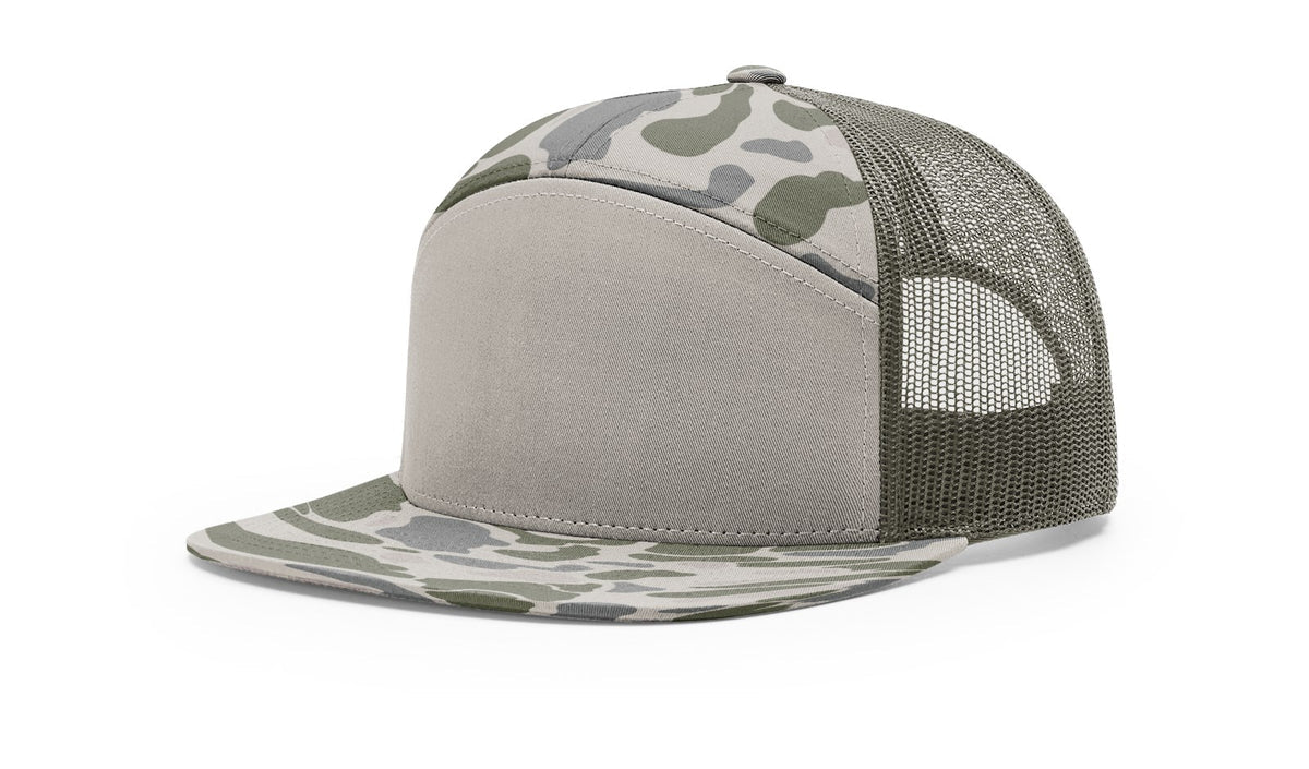 Union Lineman Circle Logo 7 Panel Flat Bill Leather Patch Hat