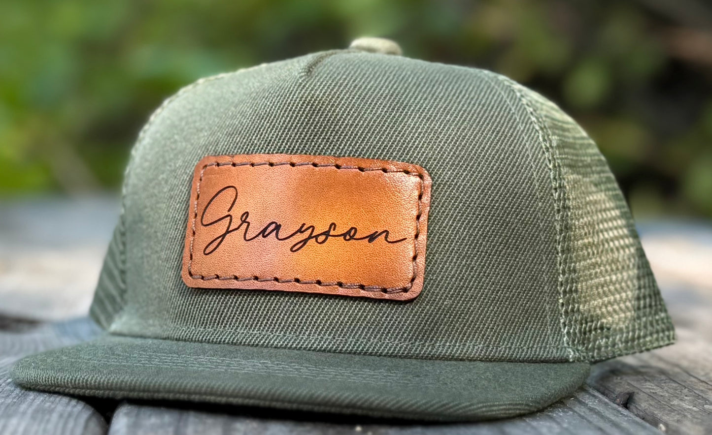 Custom Toddler Name Leather Patch Hat