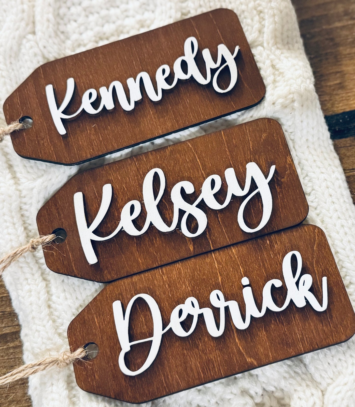 Layered Wood Christmas Stocking Tag