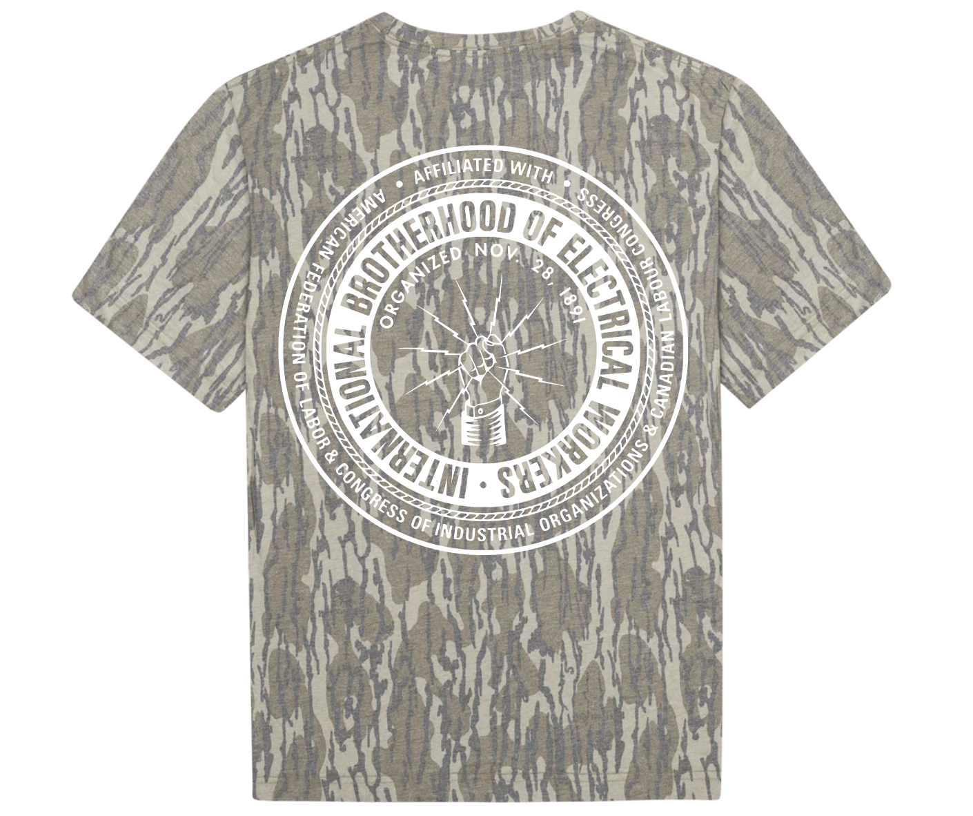 Mossy Oak Bottomland Washed Short Sleeve Tee With IBEW Logo