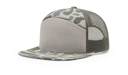 Union Lineman Circle Logo 7 Panel Flat Bill Leather Patch Hat