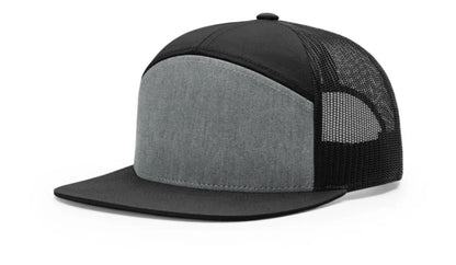 Turkey Hunter With Gobbler 7 Panel Flat Bill Leather Patch Hat