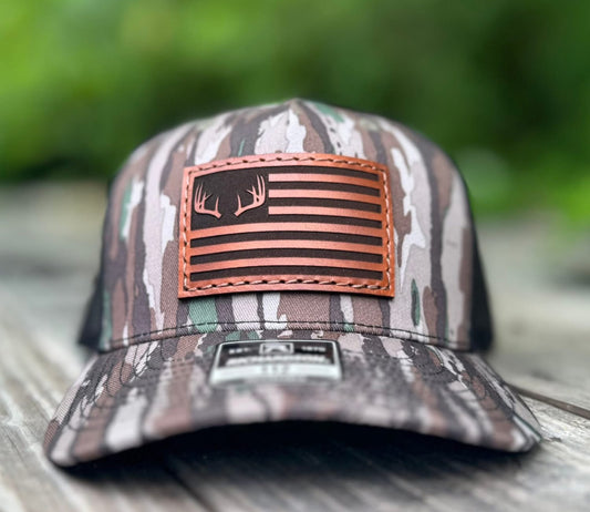 Antler American Flag Leather Patch Hat Richardson 112