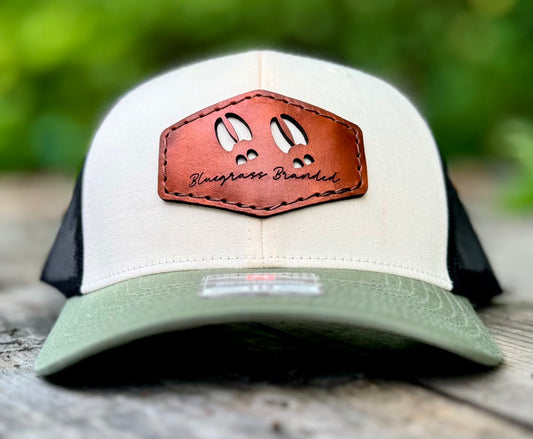 Cut Out Deer Track Logo Leather Patch Hat