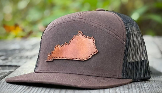 Kentucky Leather Patch Waxed Canvas Lost Hat Co. 7 Panel