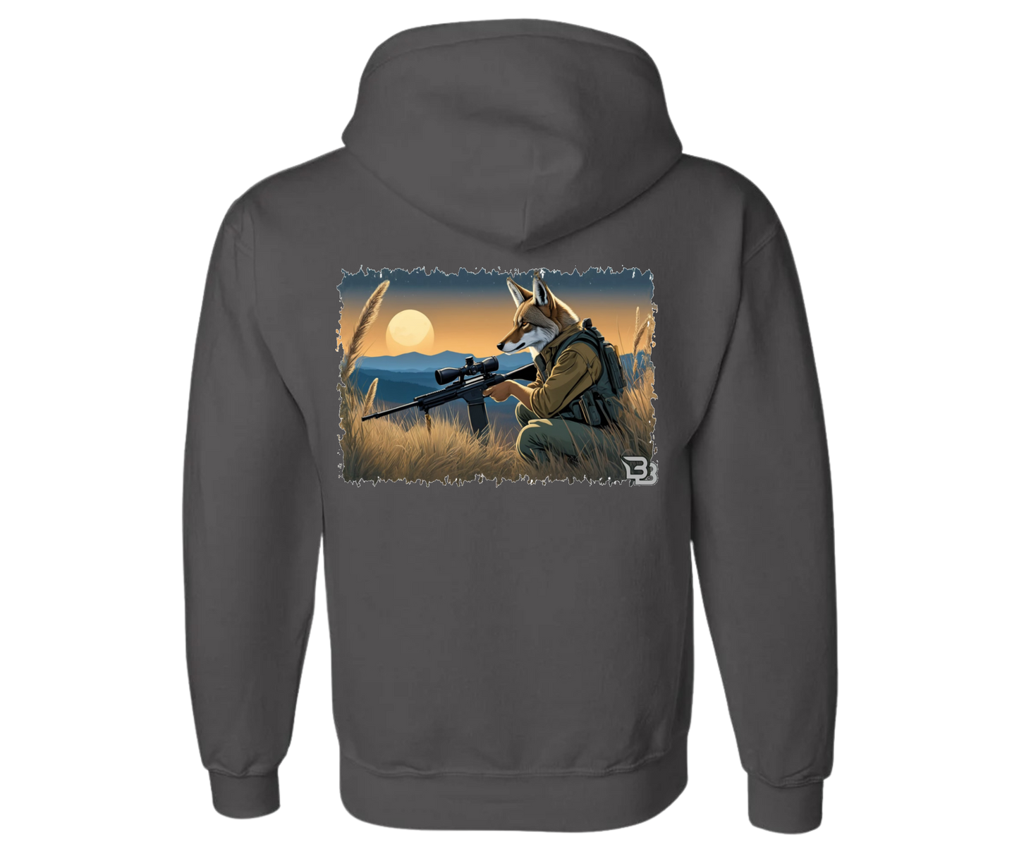 Coyote Hunter Charcoal Hoodie
