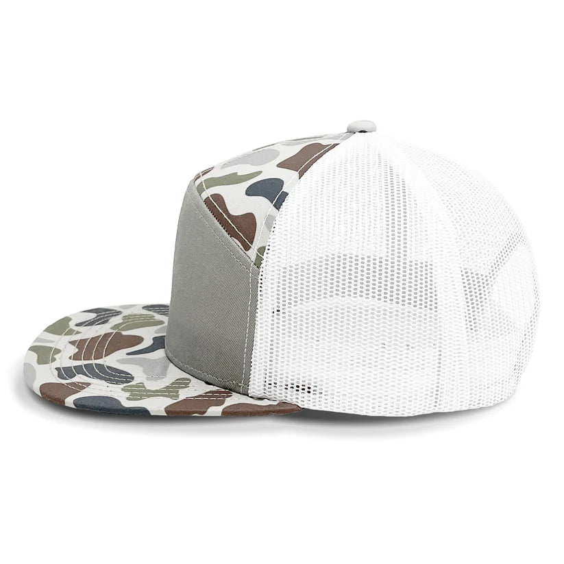 MFJL Union Lineman Circle Logo 7 Panel Flat Bill Leather Patch Hat