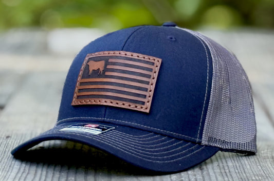 Bull American Flag Leather Patch Hat